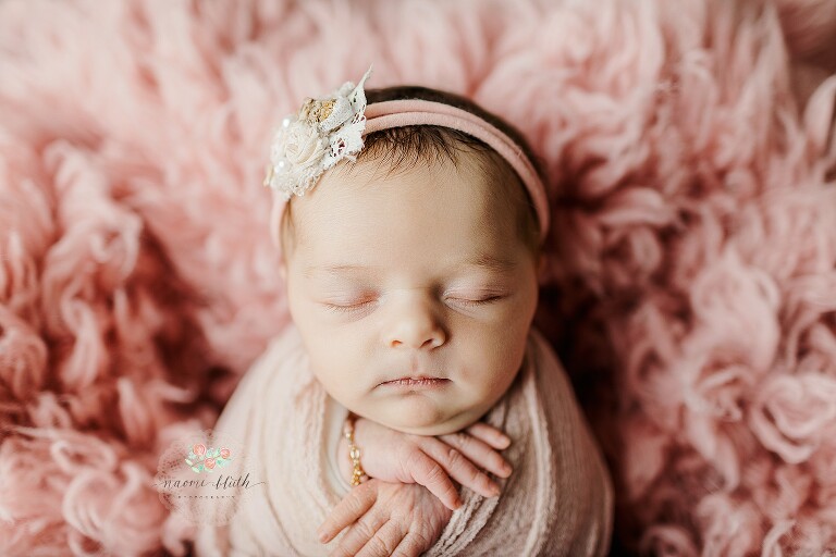 newborn girl in pink studio photos in boca