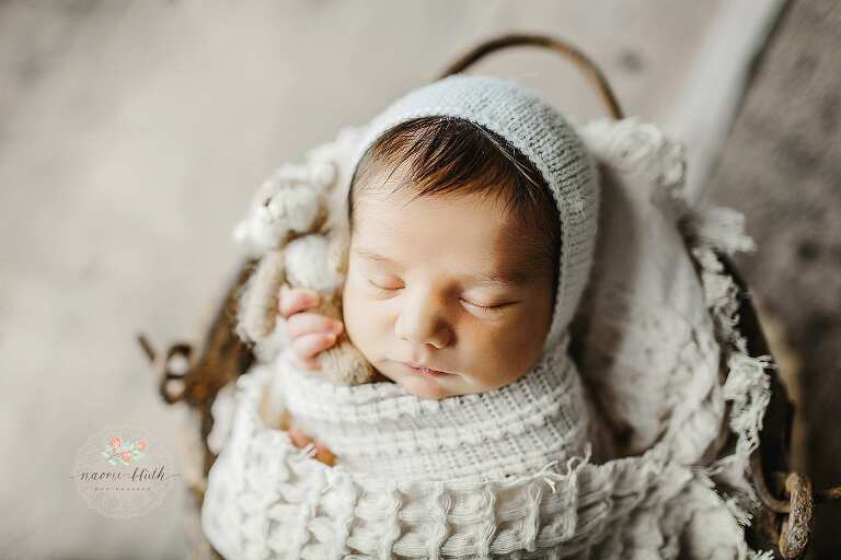 Sweet baby boy in the photo studio