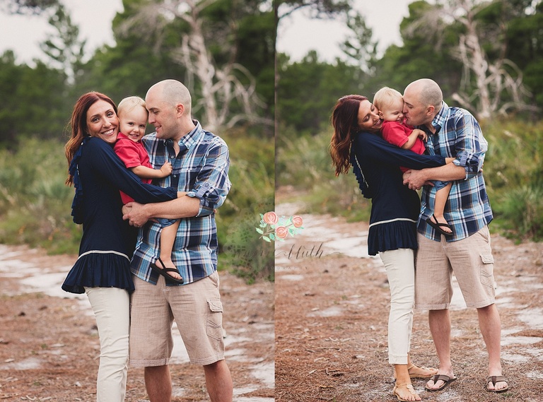 Natural lifestyle family portrait of a family hugging during a Christmas photo session